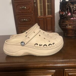 CROCS Classic Platform Clog in Beige